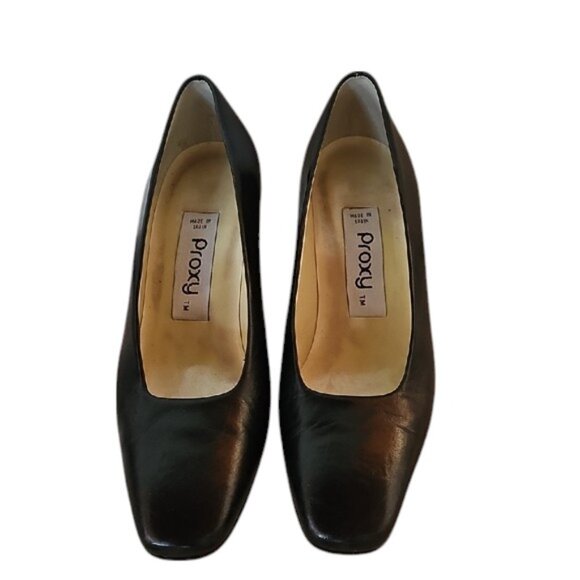 Proxy Black Heels Elegant Formal Shoes unique heel leather made in Spain - Picture 14 of 15